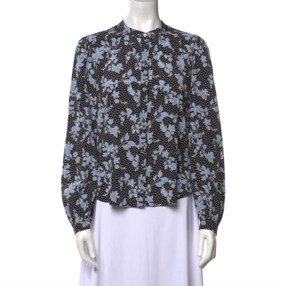 Veronica Beard Tops - Veronica Beard black and blue floral silk blouse